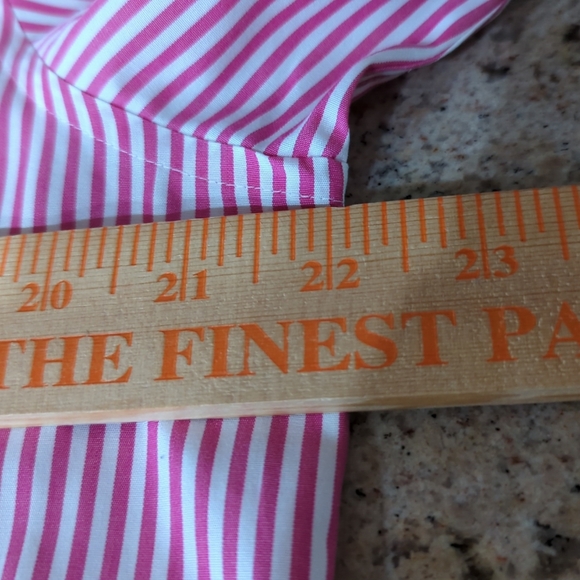Lauren Ralph Lauren Woman Sz L Preppy Pink Striped Shirt Long Sleeve Button Up - Picture 7 of 9